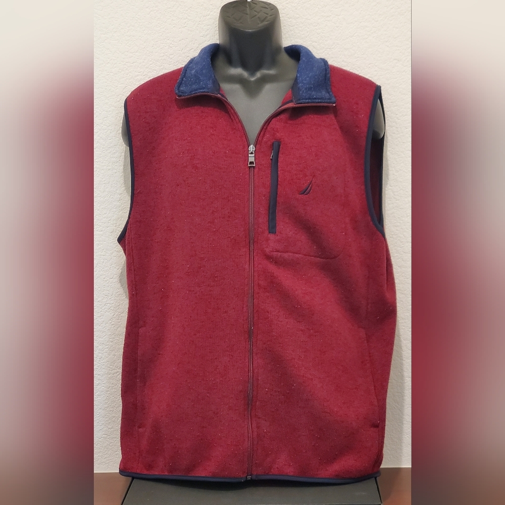 Nautica Burgundy and Navy Men's Vest